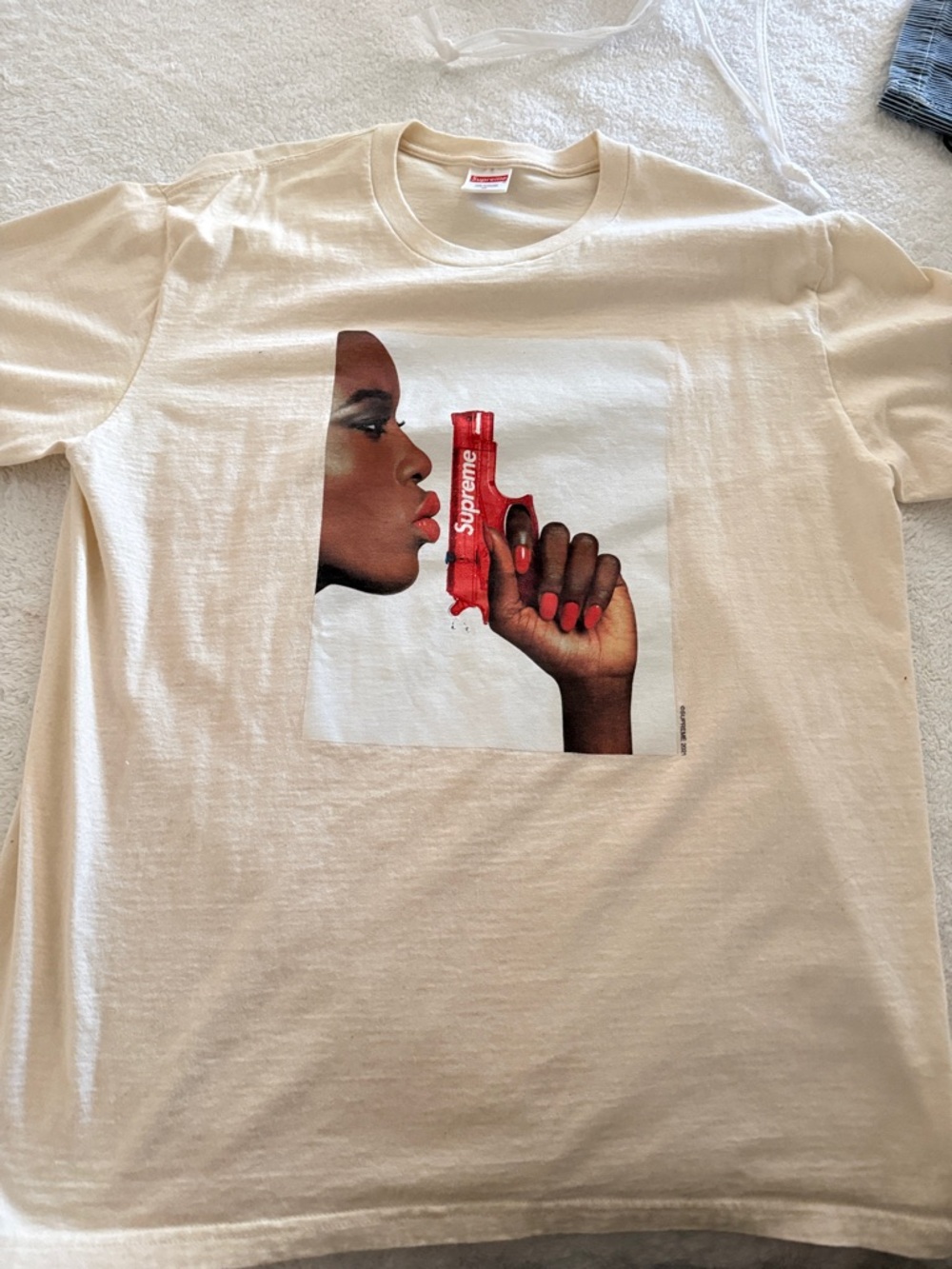 Supreme Cream Tee with Red Photo Graphic